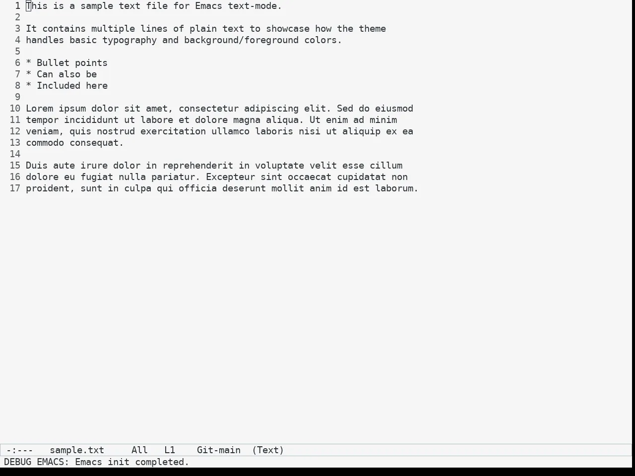 Mindre Theme in text-mode