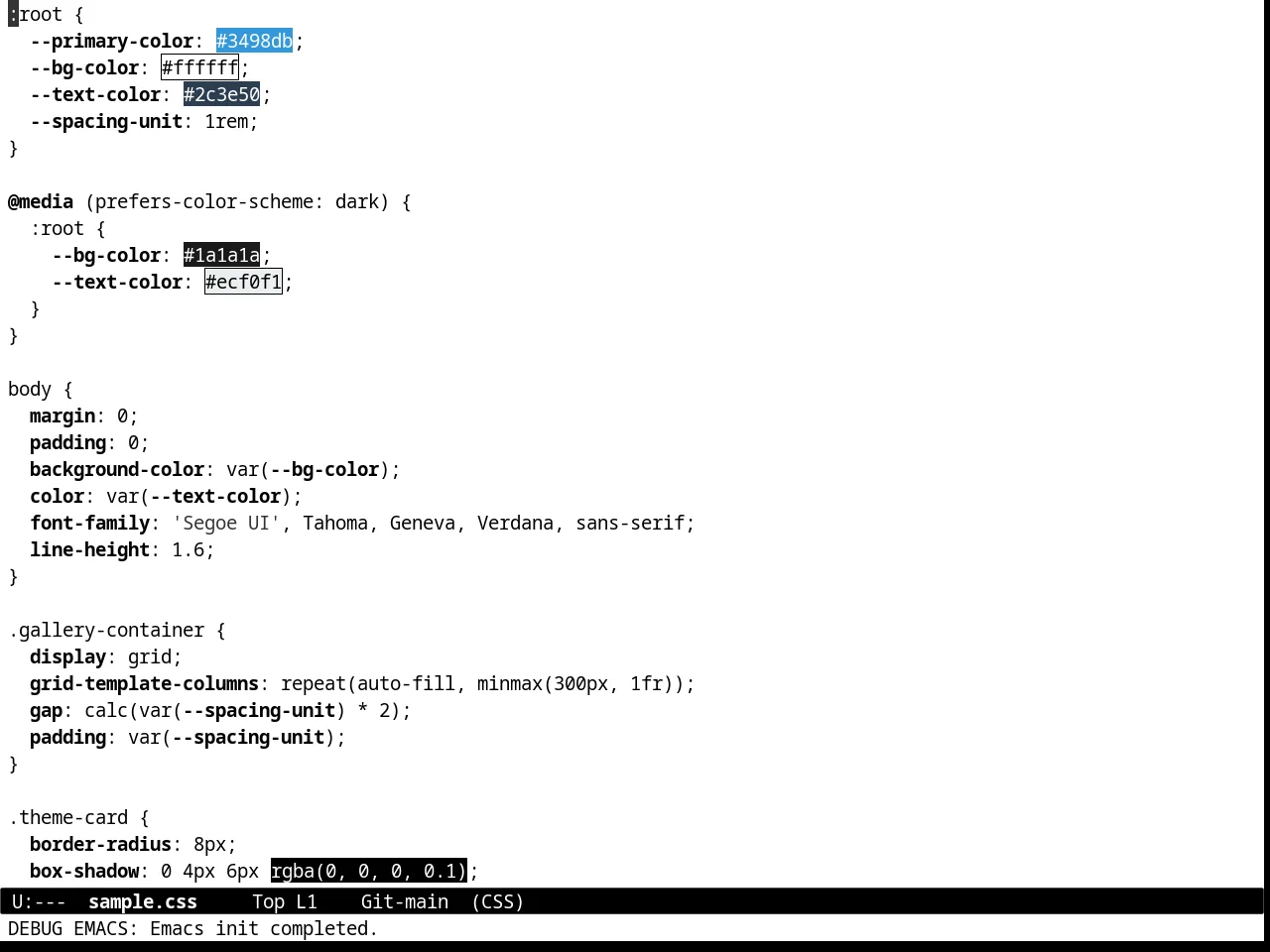 Minimal Light Theme in css-mode