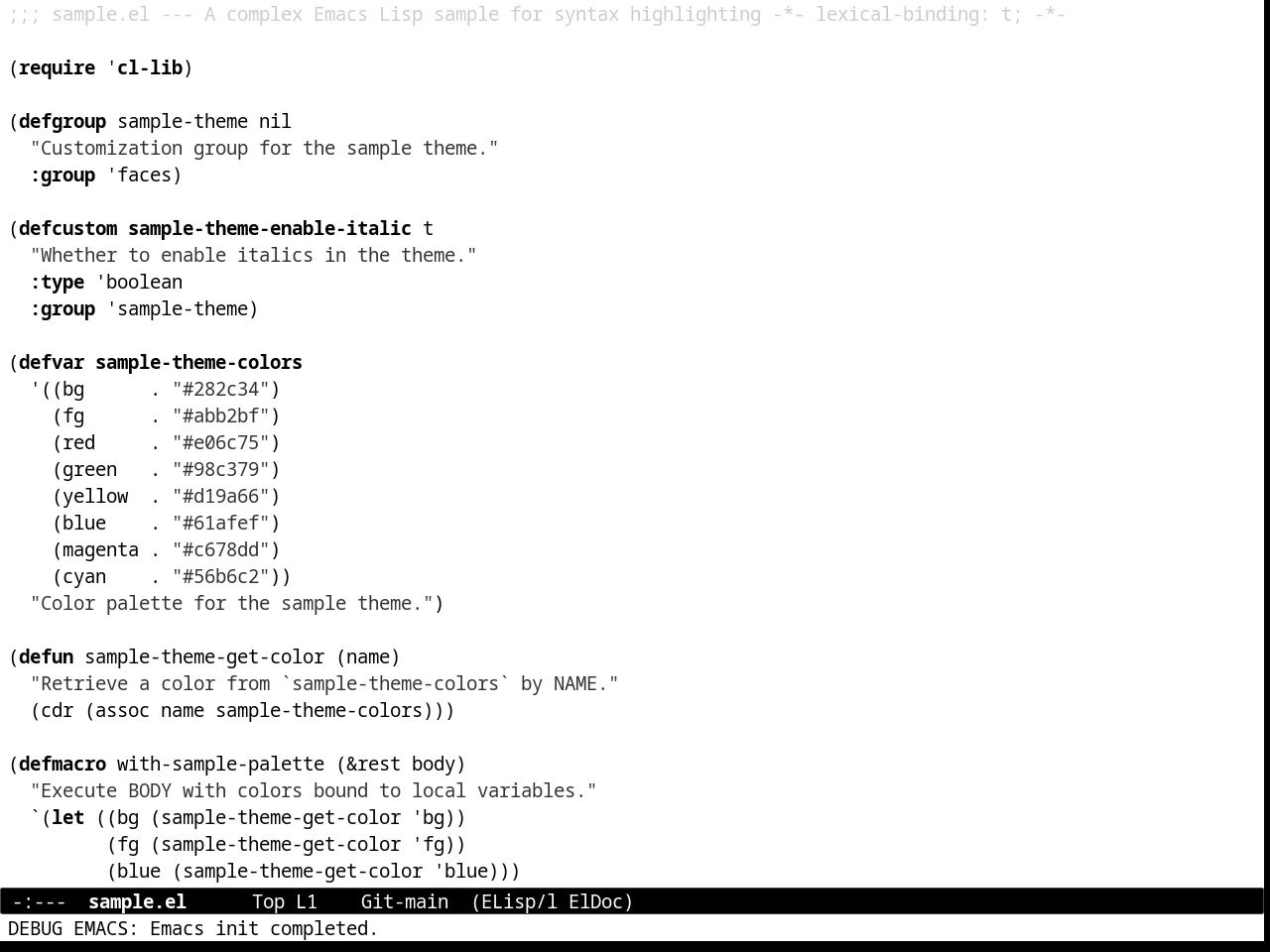 Minimal Light Theme in emacs-lisp-mode