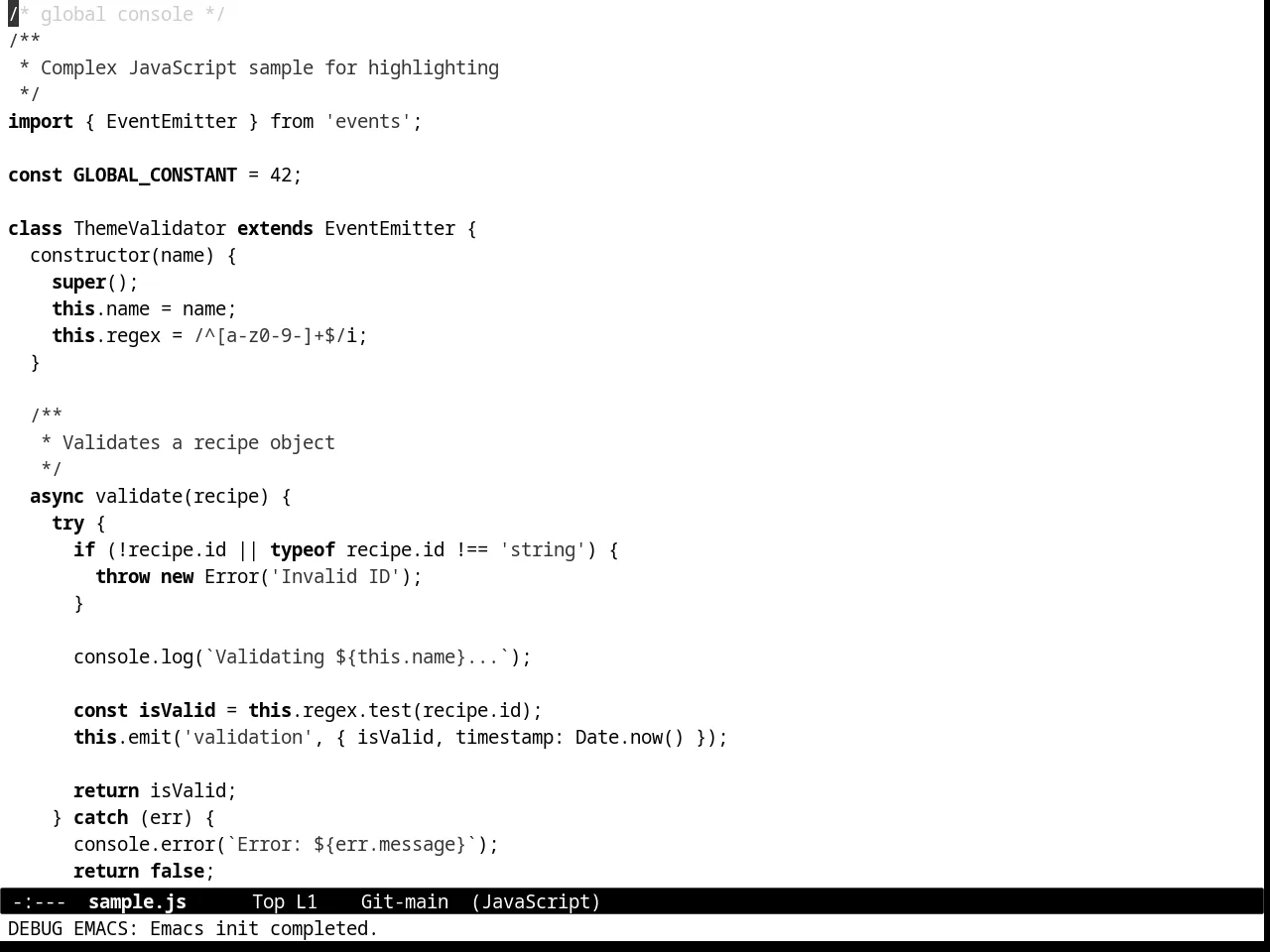 Minimal Light Theme in javascript-mode