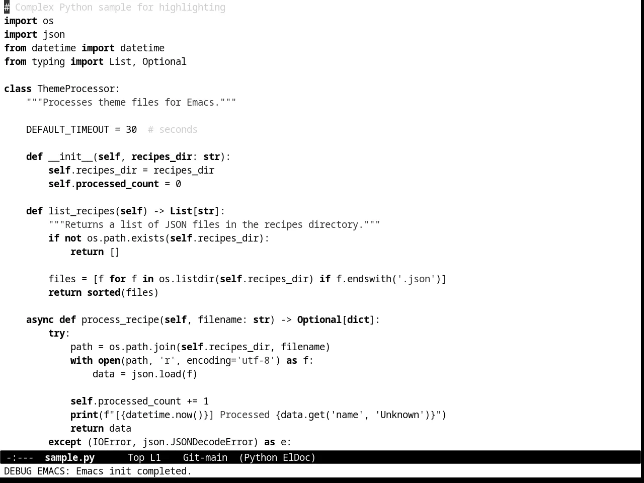 Minimal Light Theme in python-mode