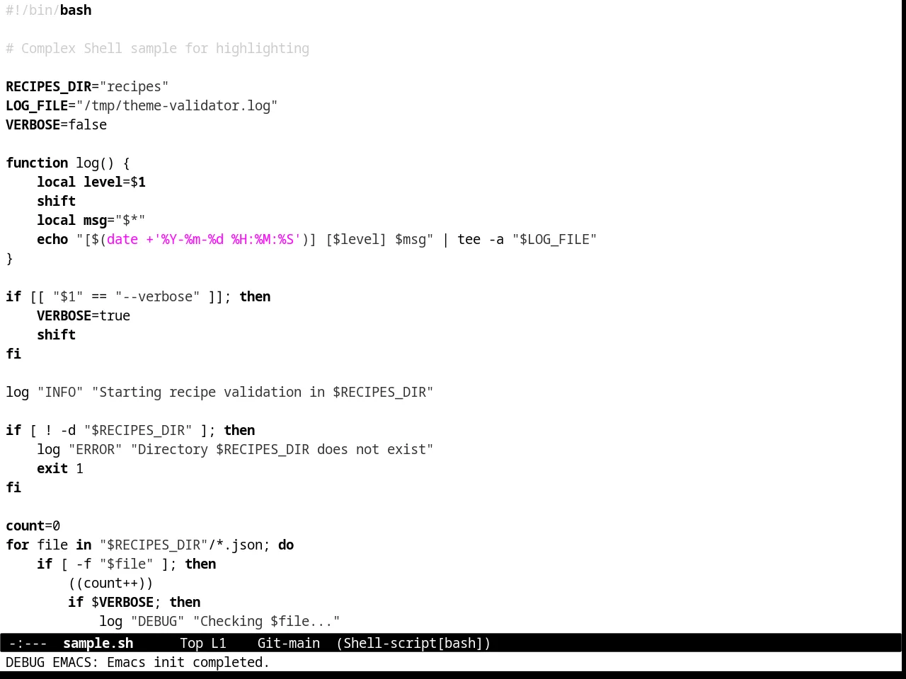 Minimal Light Theme in sh-mode