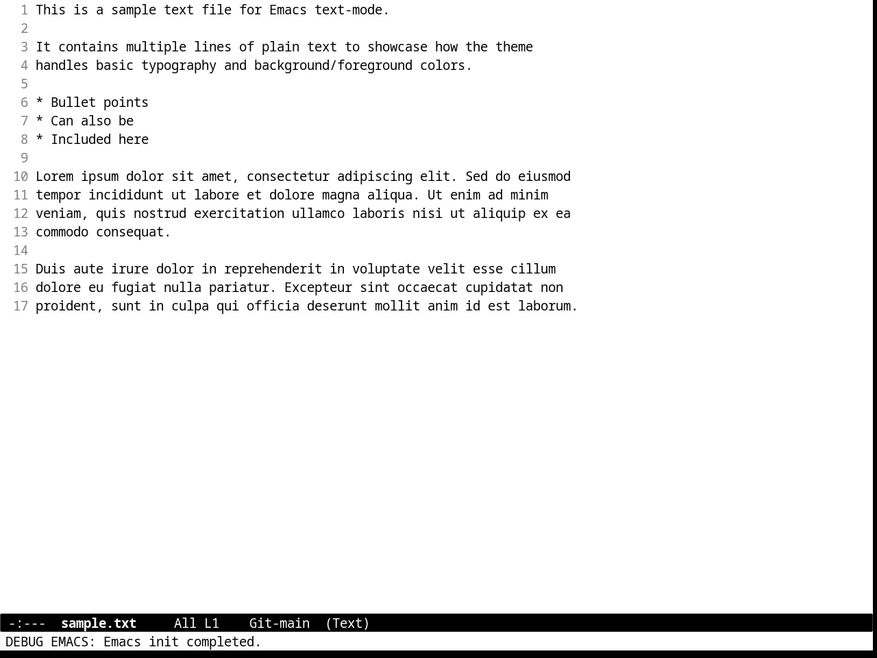 Minimal Light Theme in text-mode