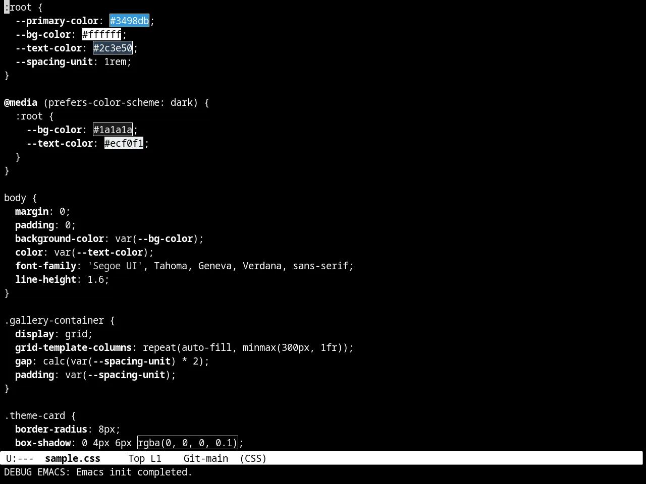 Minimal Theme in css-mode