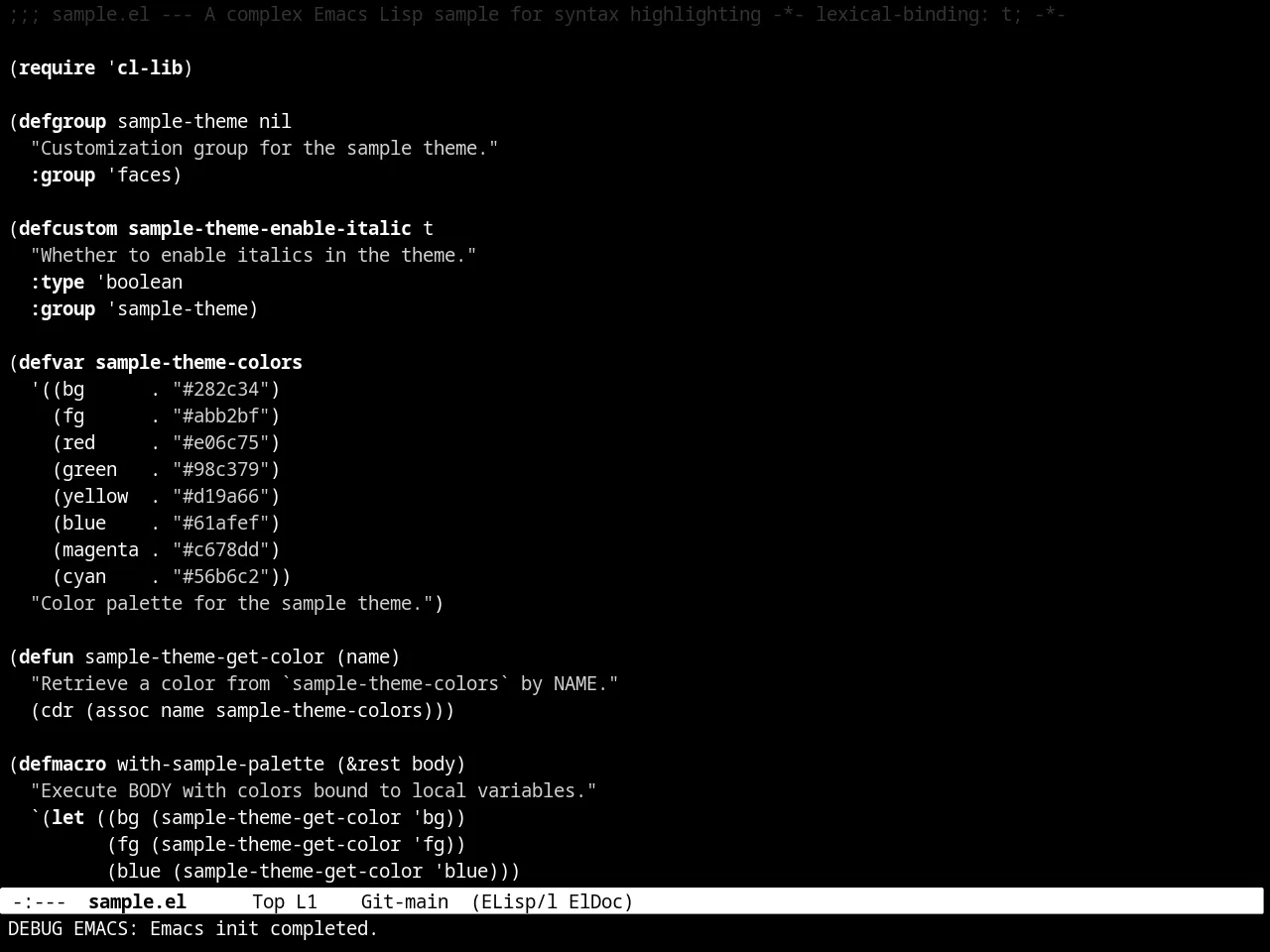 Minimal Theme in emacs-lisp-mode