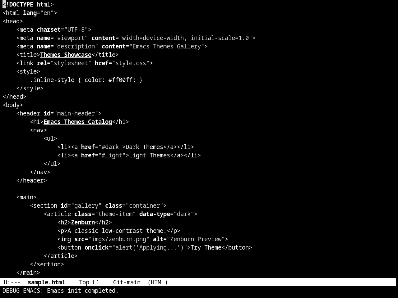 Minimal Theme in html-mode