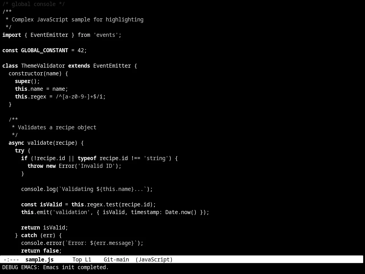 Minimal Theme in javascript-mode