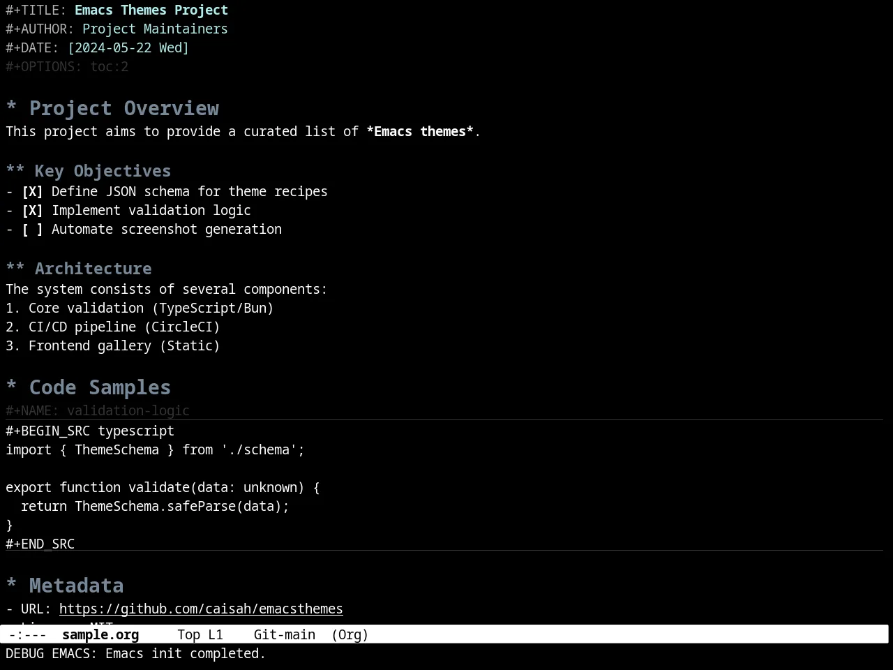 Minimal Theme in org-mode