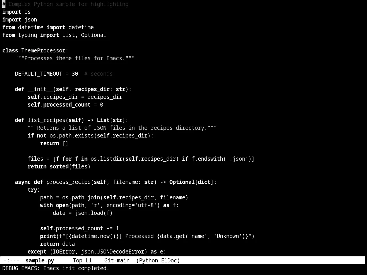 Minimal Theme in python-mode