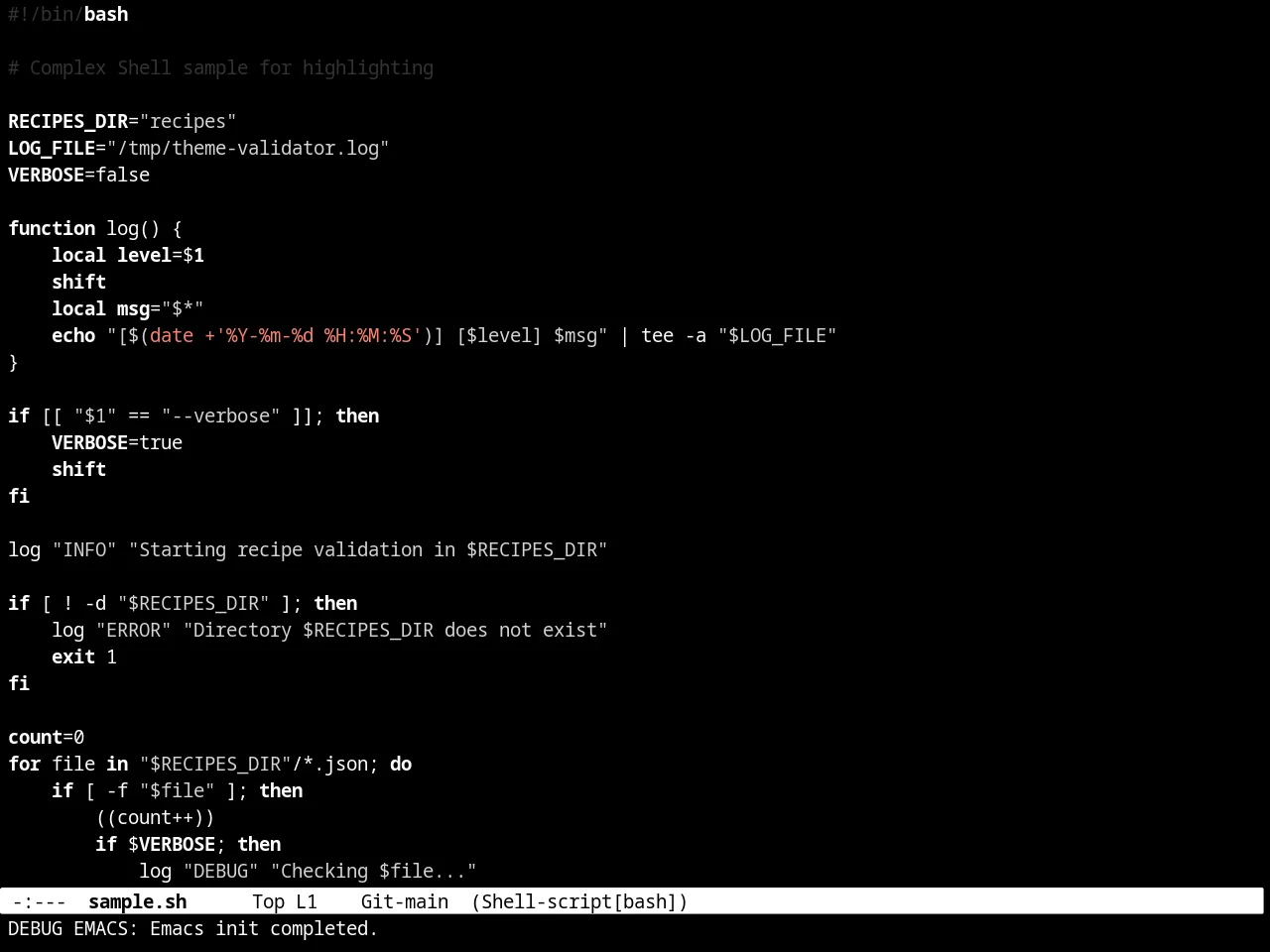 Minimal Theme in sh-mode