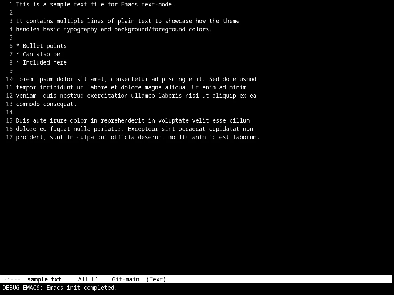 Minimal Theme in text-mode