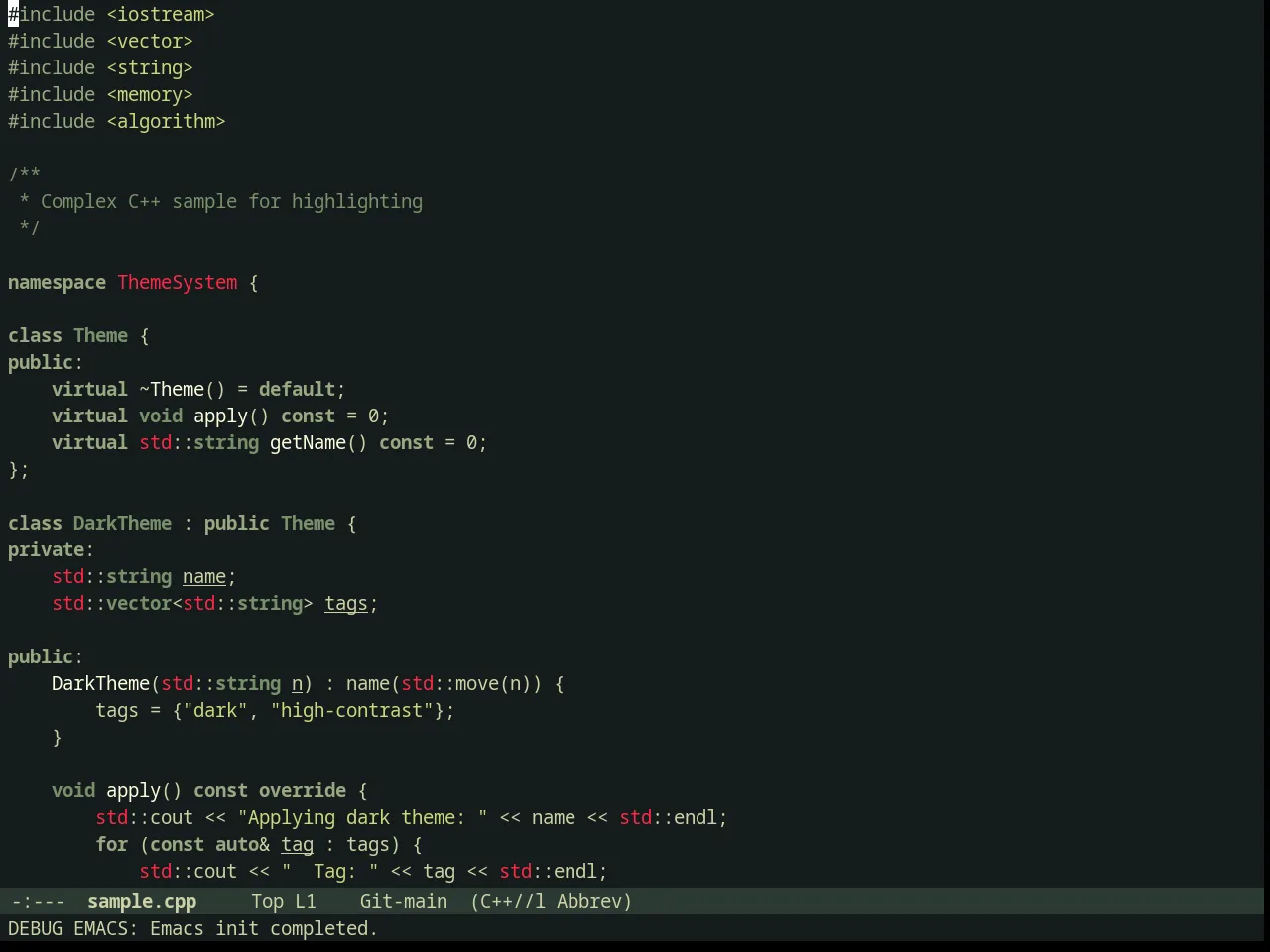 Minsk Theme in c++-mode