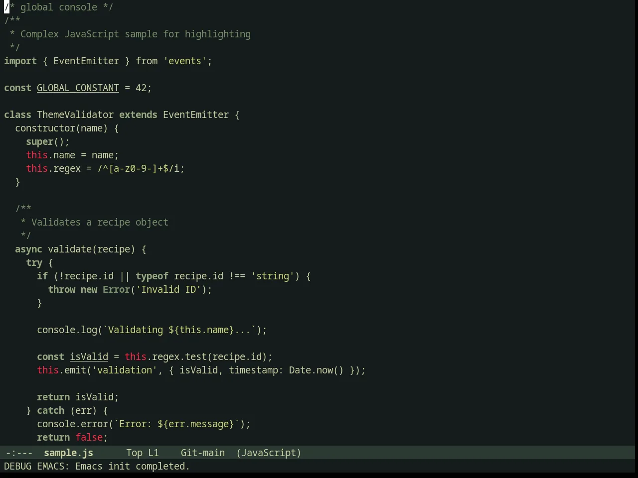 Minsk Theme in javascript-mode