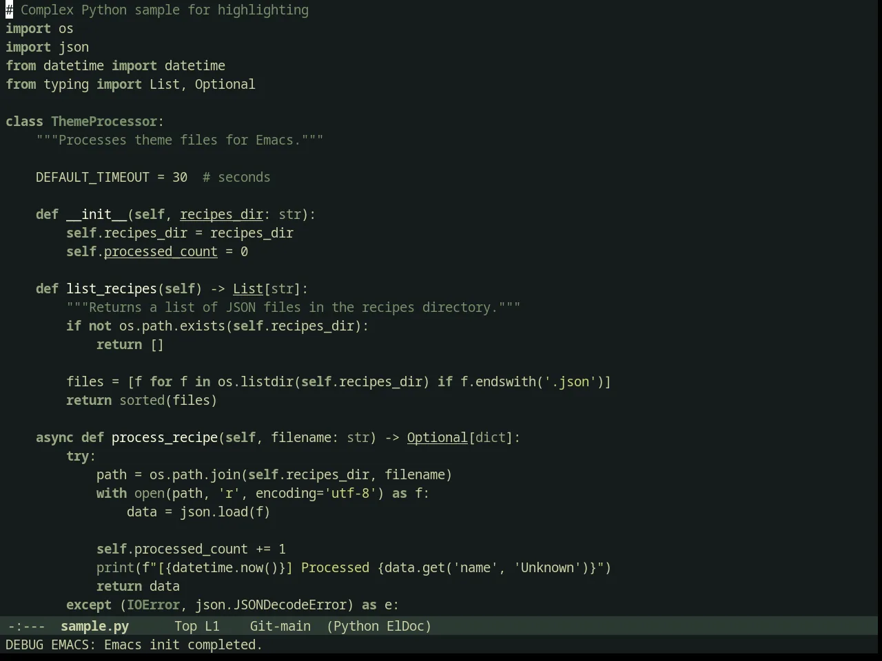 Minsk Theme in python-mode