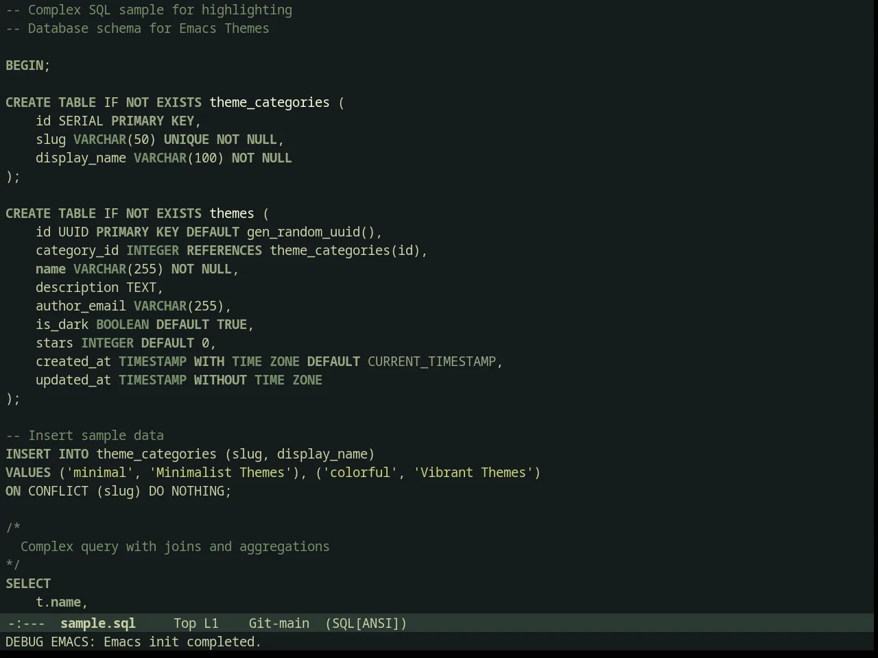 Minsk Theme in sql-mode