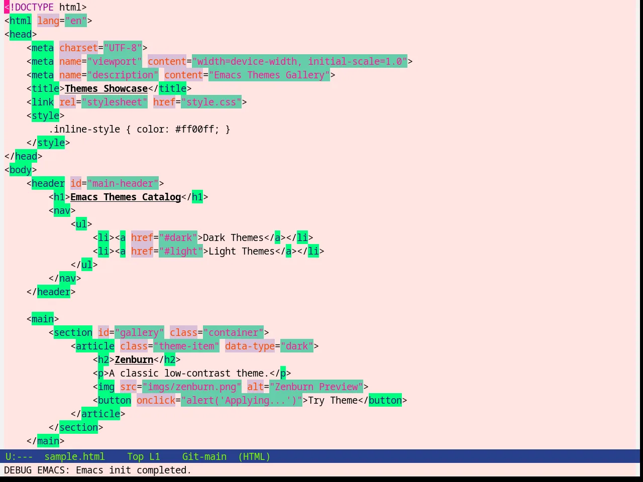 Mistyday Theme in html-mode
