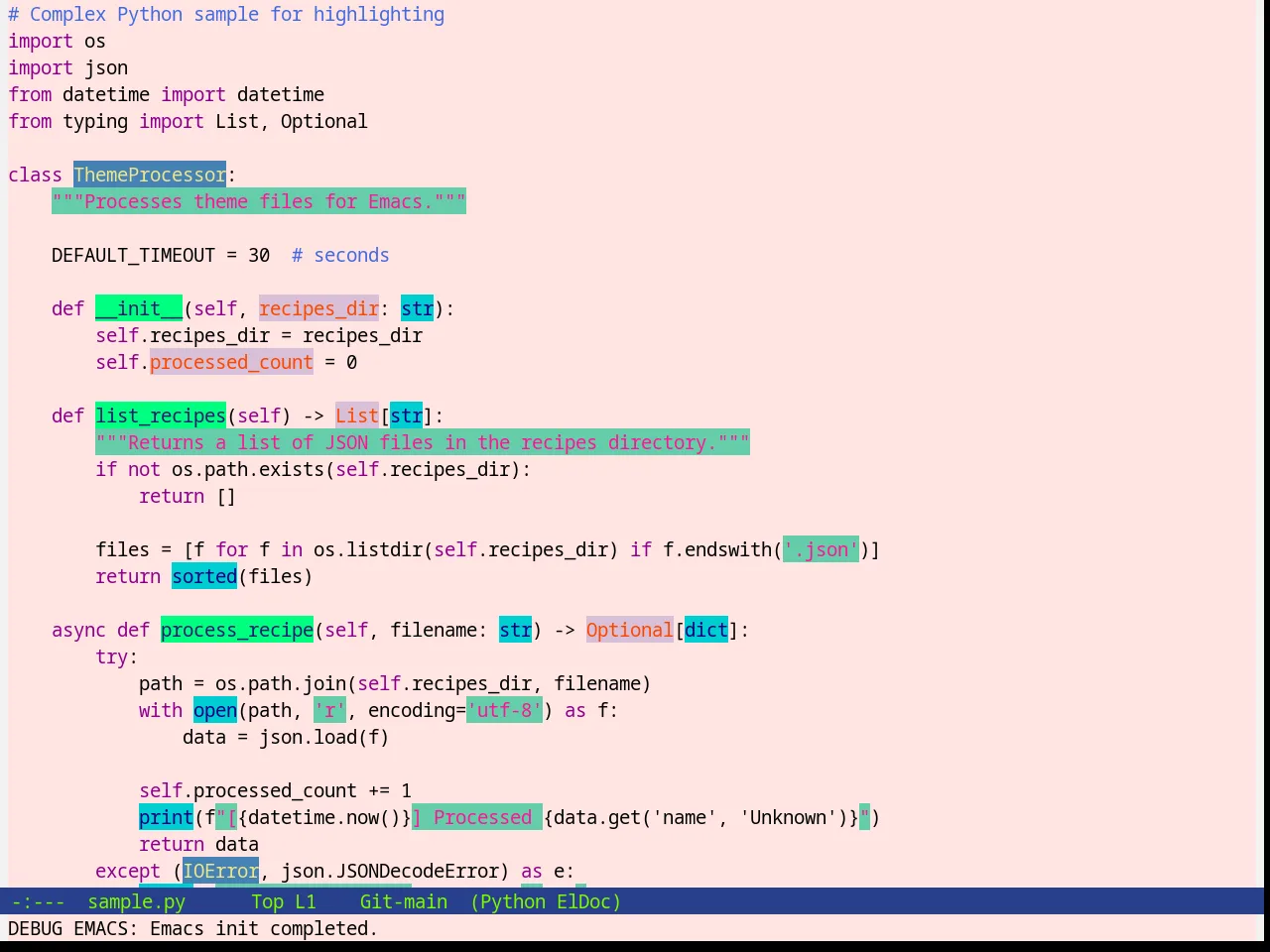 Mistyday Theme in python-mode