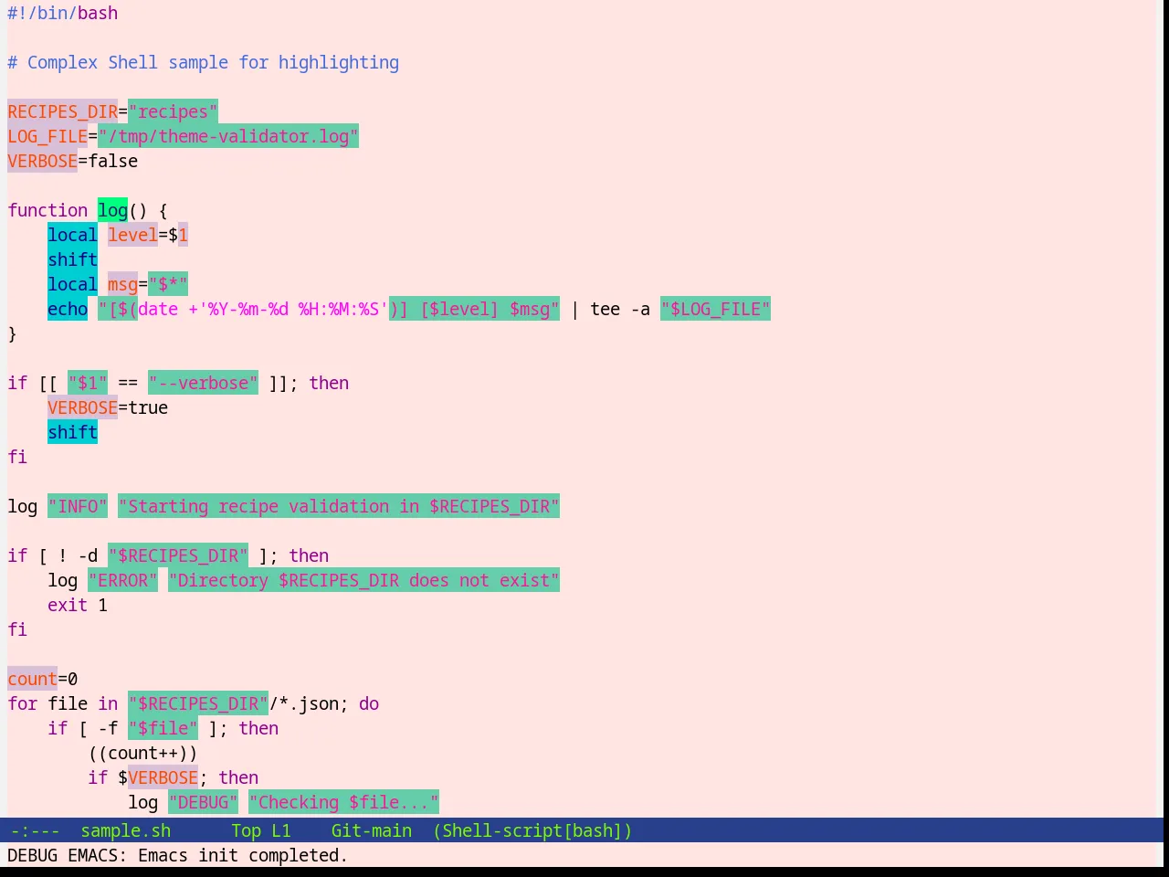 Mistyday Theme in sh-mode