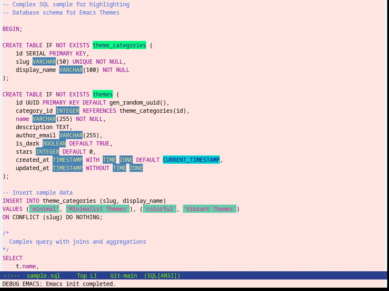 Mistyday Theme in sql-mode