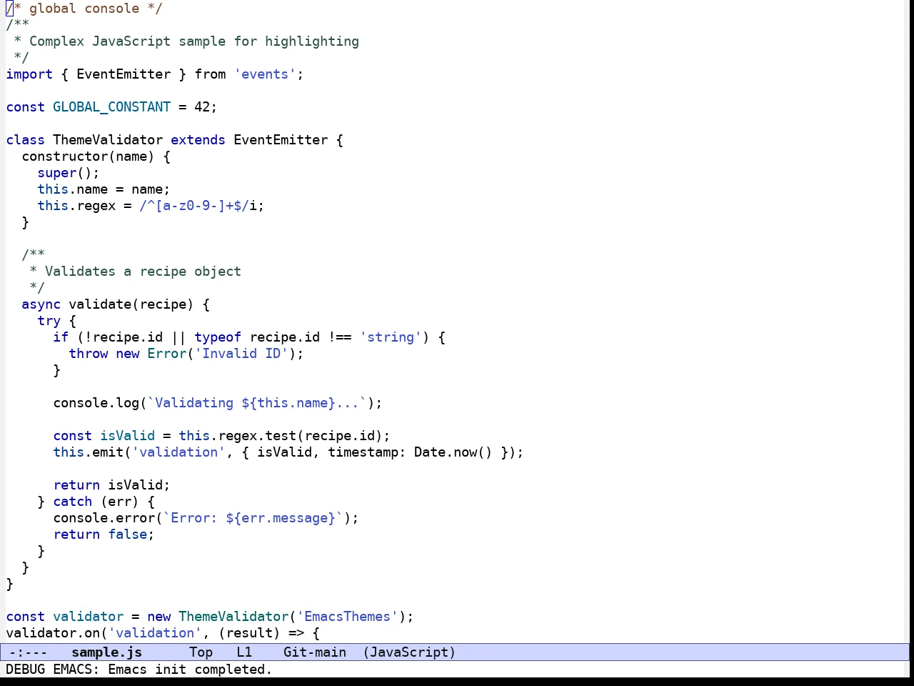 Modus Operandi Deuteranopia Theme in javascript-mode
