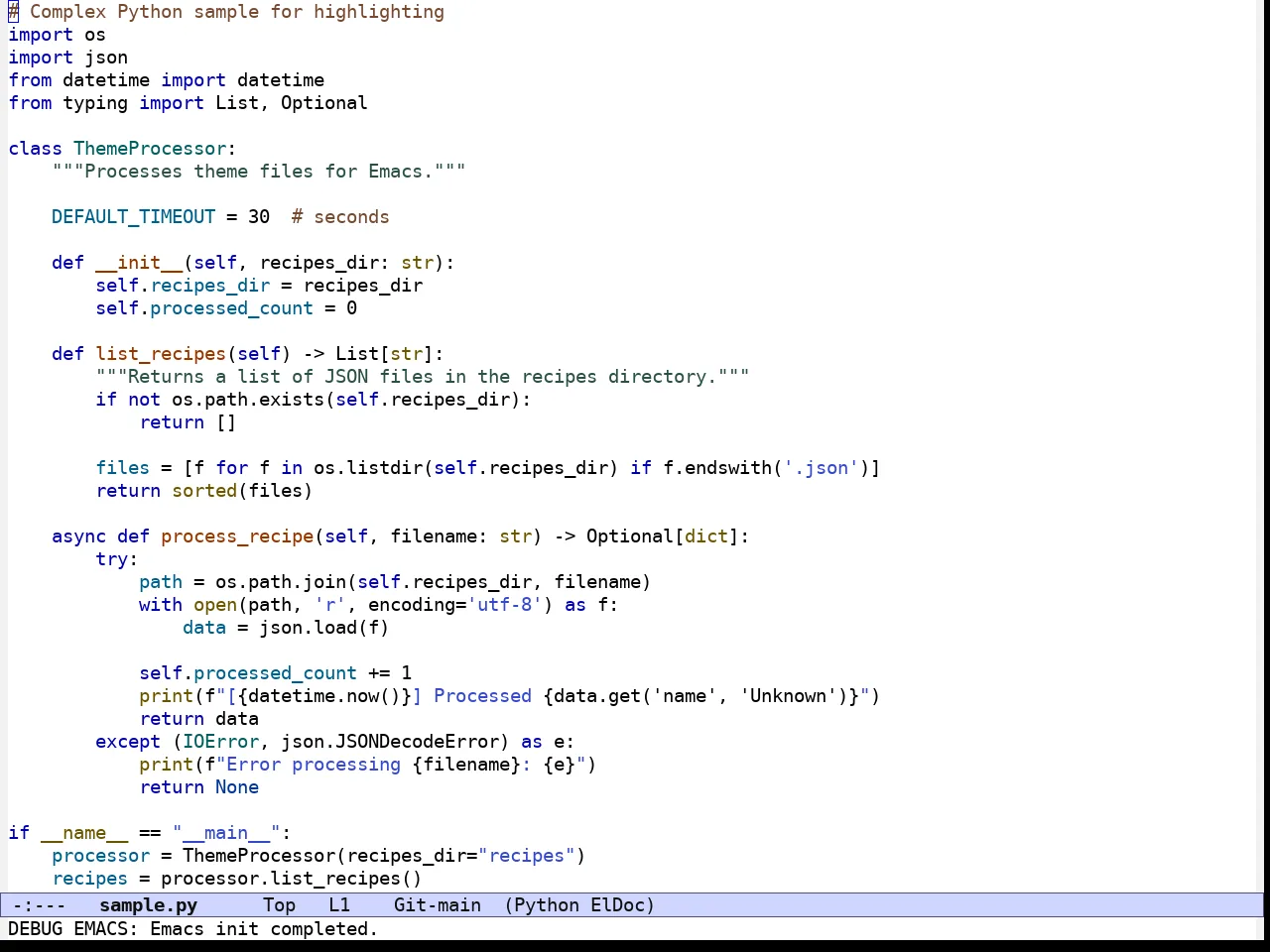 Modus Operandi Deuteranopia Theme in python-mode