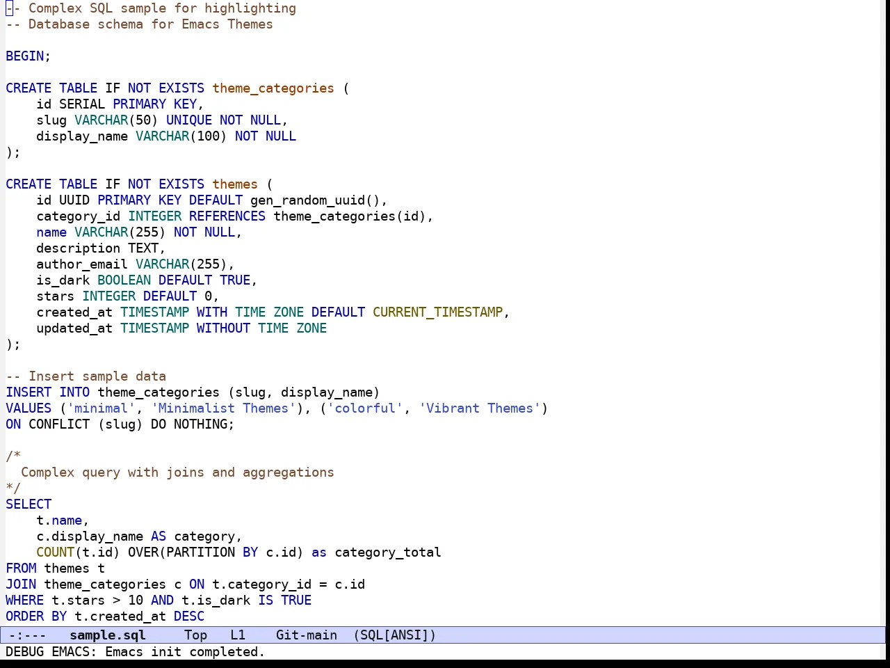Modus Operandi Deuteranopia Theme in sql-mode
