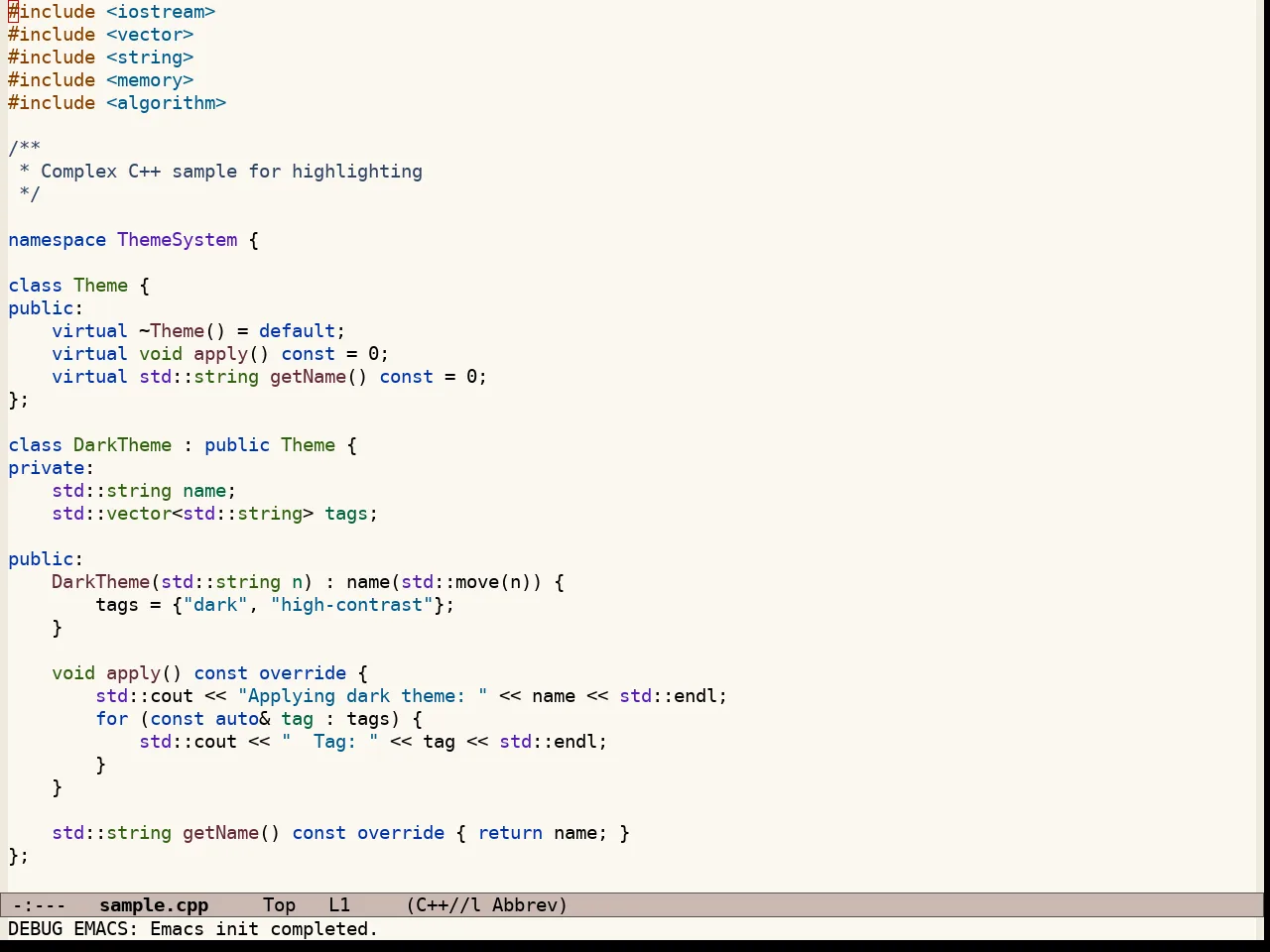 Modus Operandi Tinted Theme in c++-mode