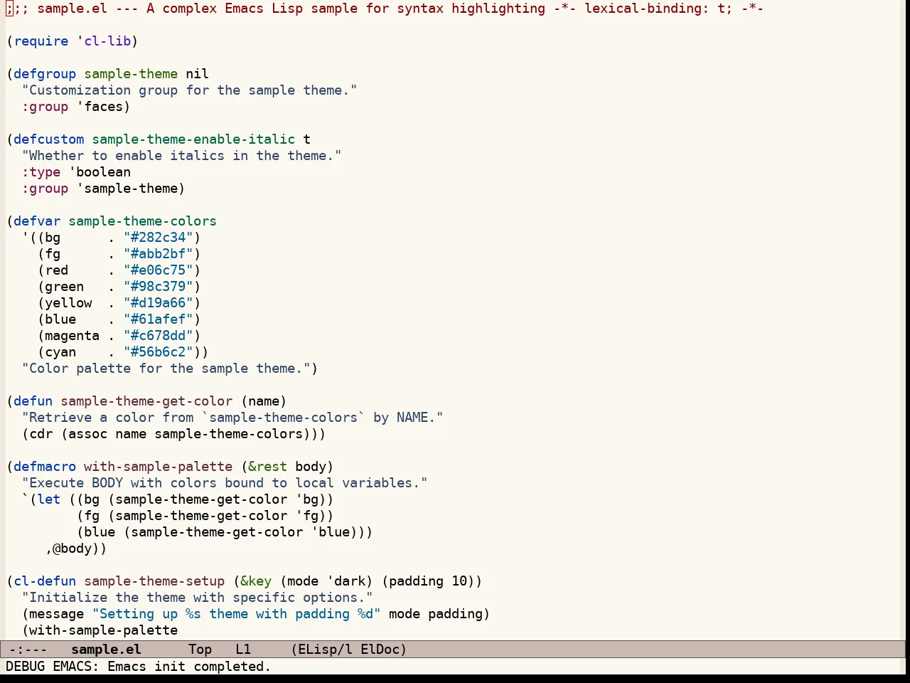 Modus Operandi Tinted Theme in emacs-lisp-mode