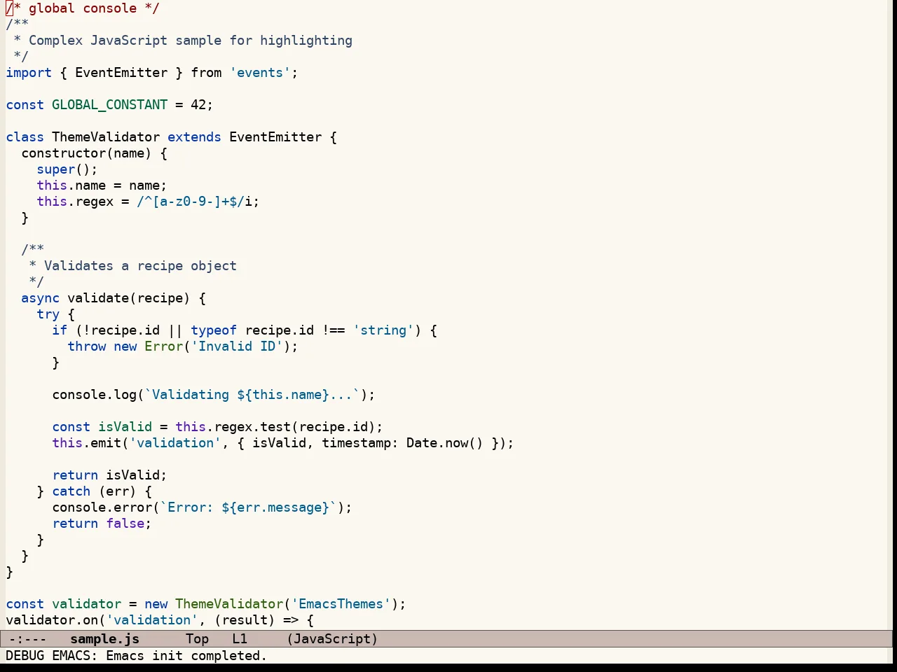 Modus Operandi Tinted Theme in javascript-mode