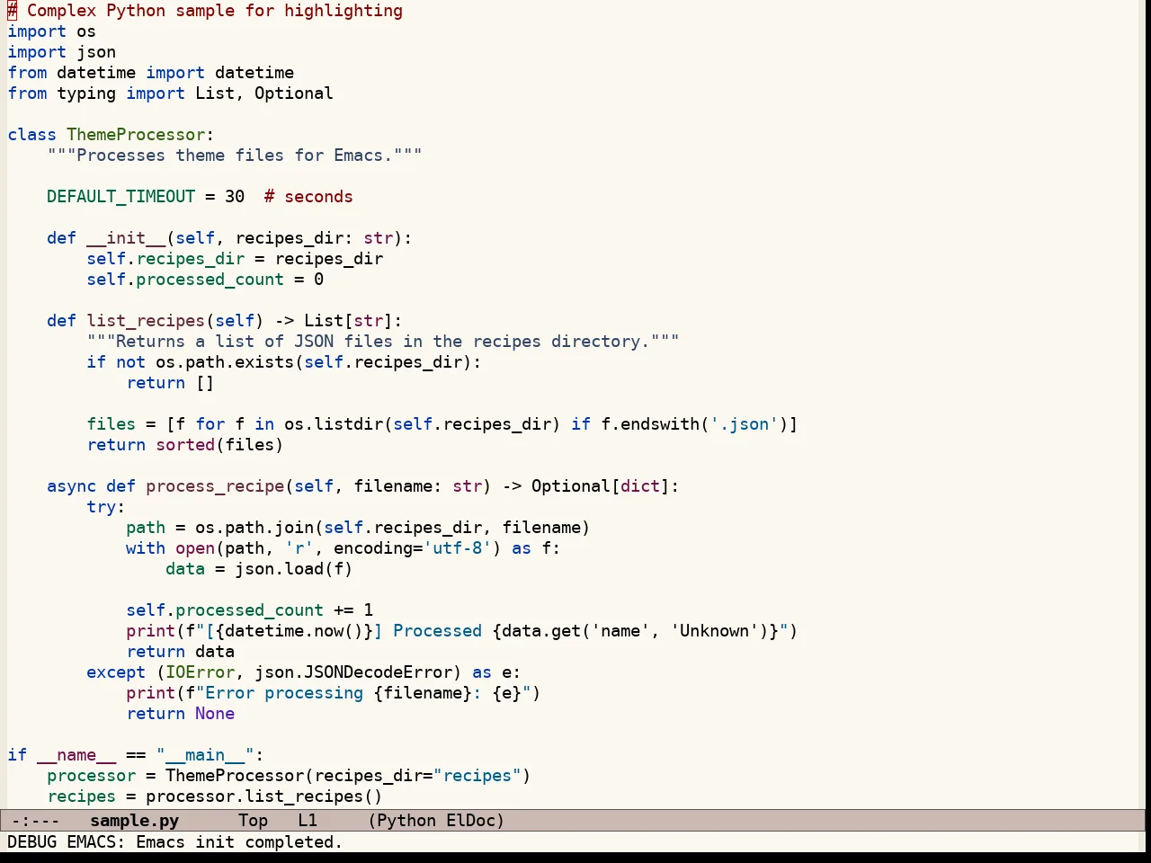 Modus Operandi Tinted Theme in python-mode
