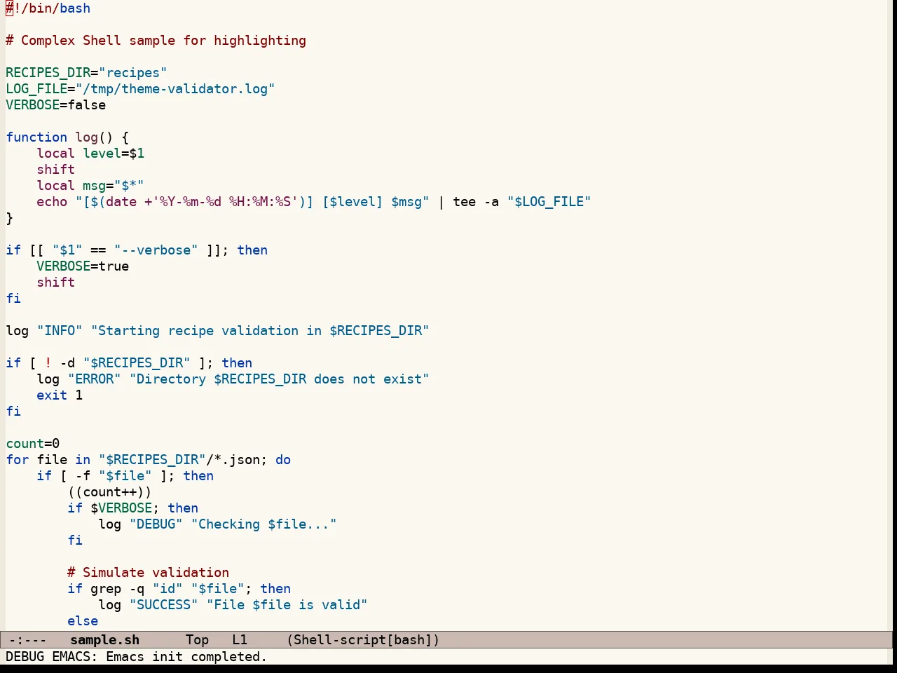 Modus Operandi Tinted Theme in sh-mode