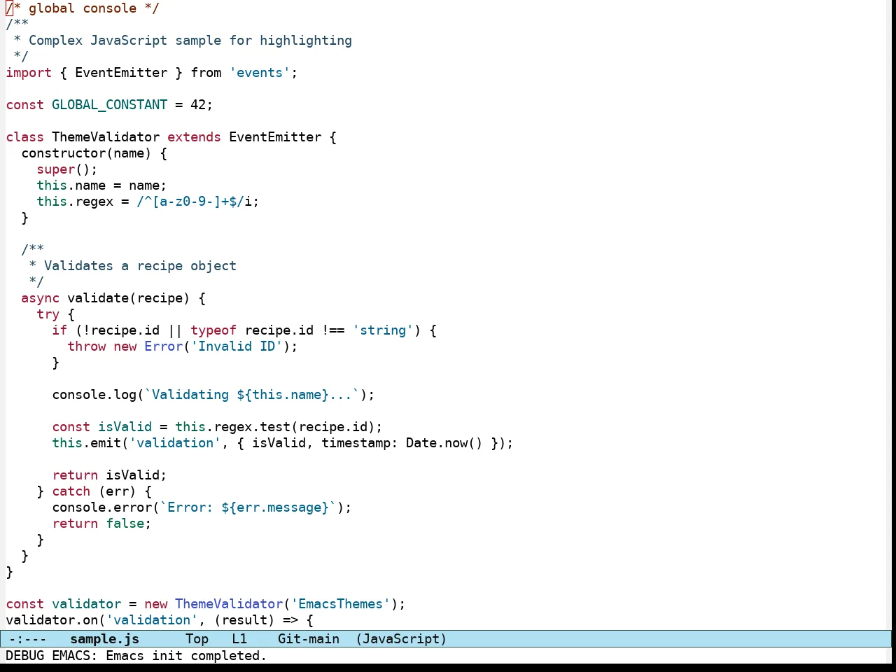 Modus Operandi Tritanopia Theme in javascript-mode