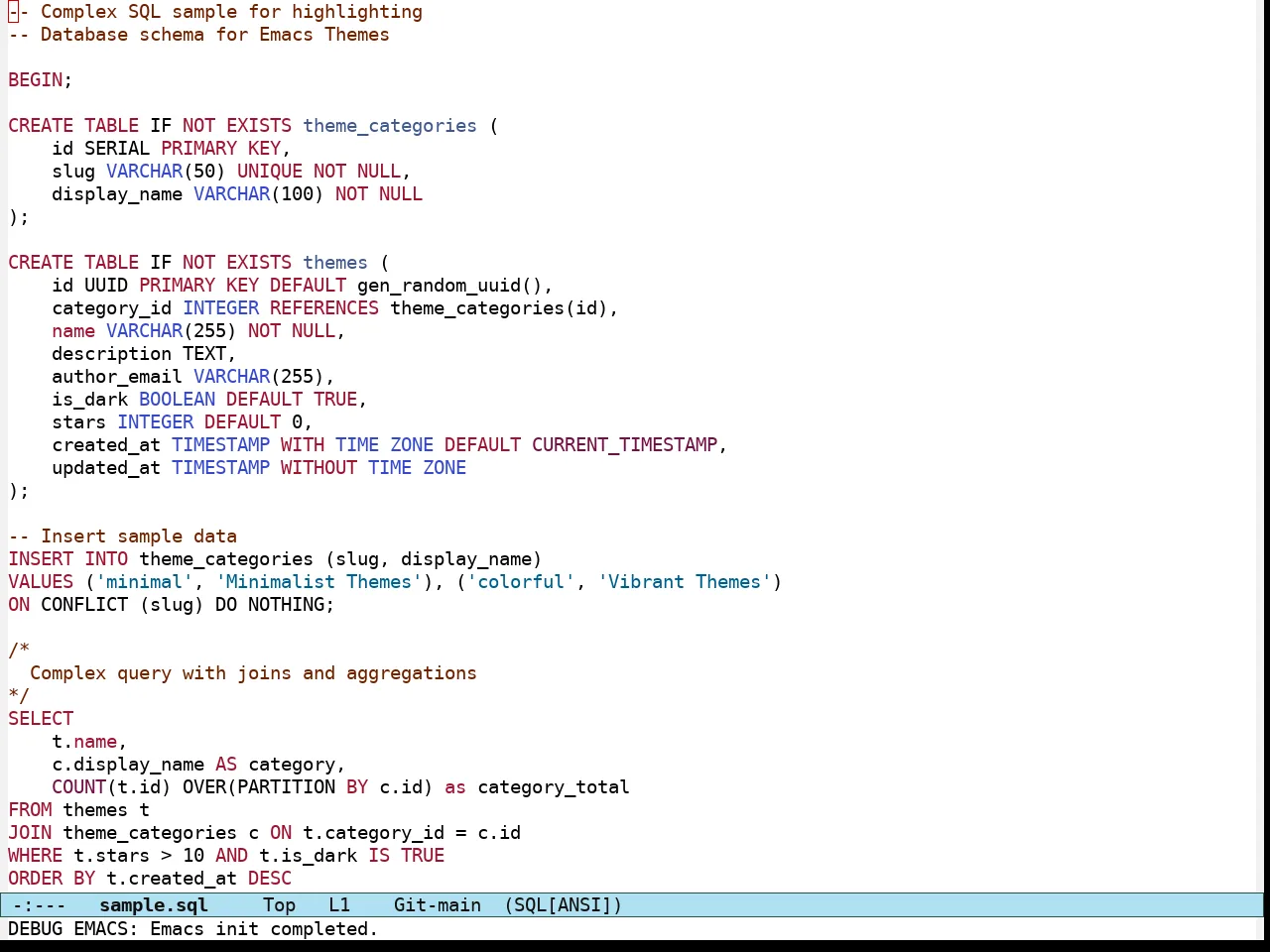 Modus Operandi Tritanopia Theme in sql-mode