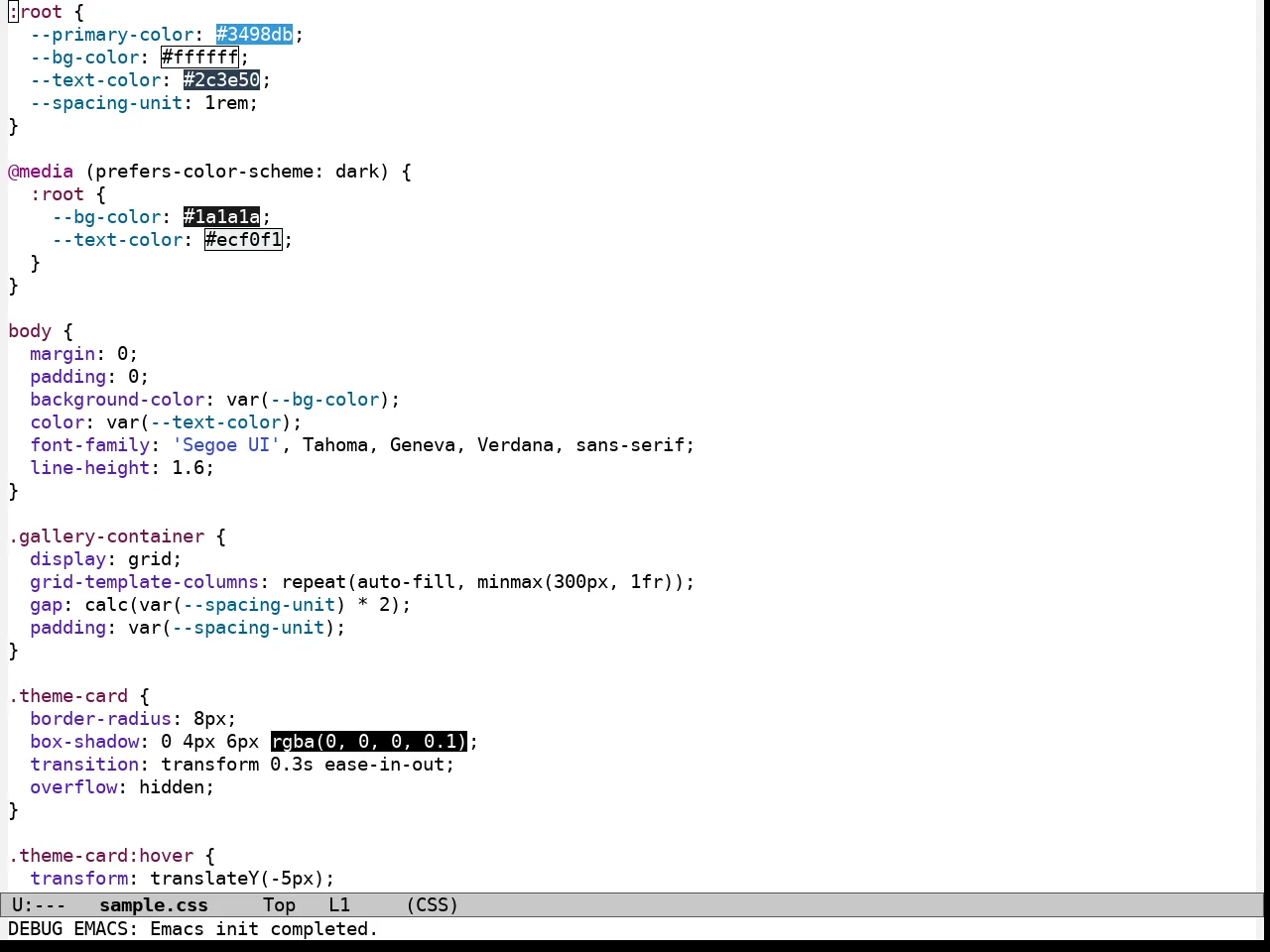 Modus Operandi Theme in css-mode