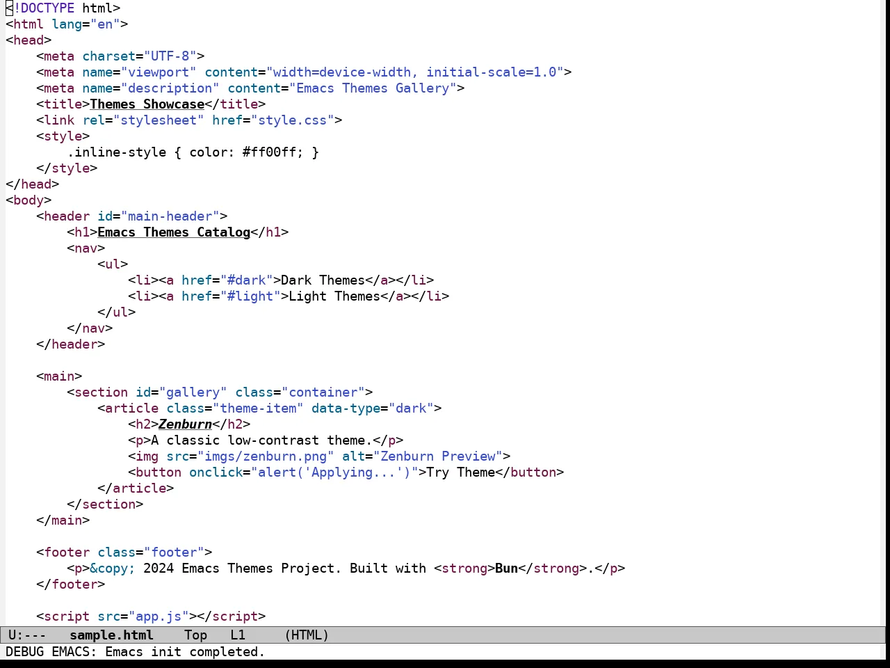 Modus Operandi Theme in html-mode