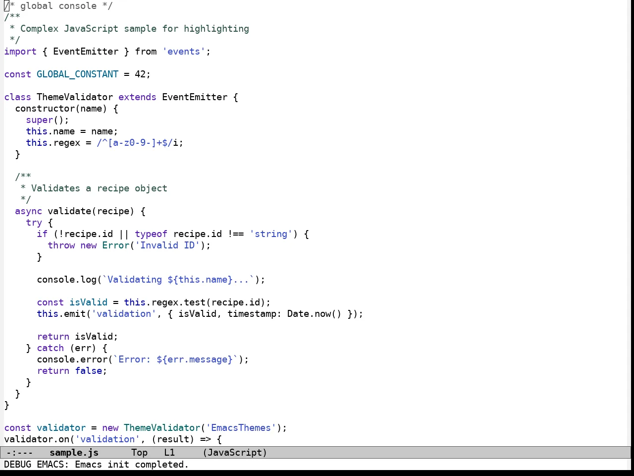 Modus Operandi Theme in javascript-mode