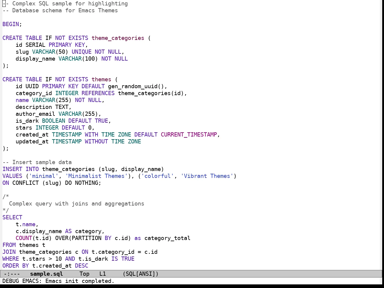 Modus Operandi Theme in sql-mode