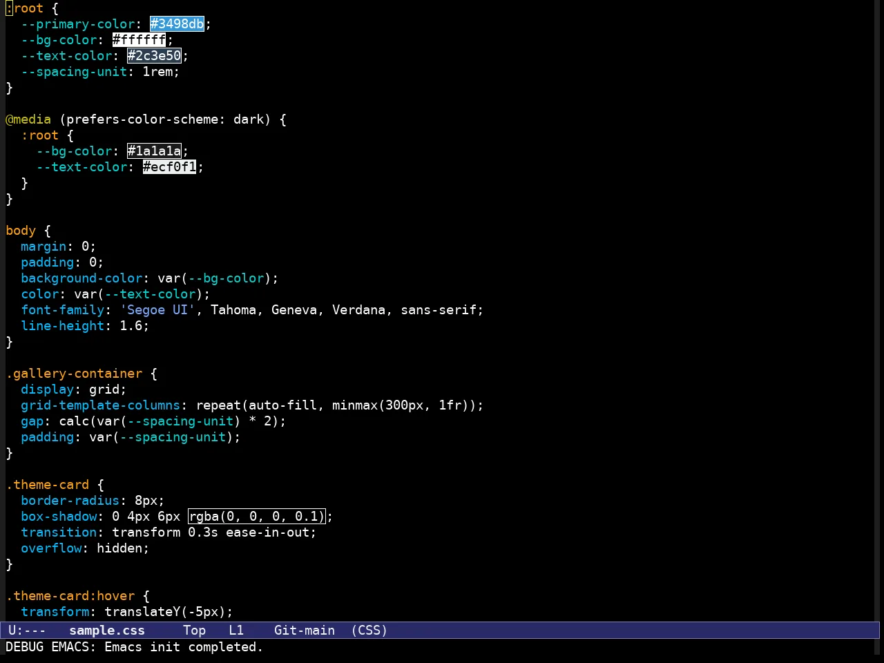 Modus Vivendi Deuteranopia Theme in css-mode