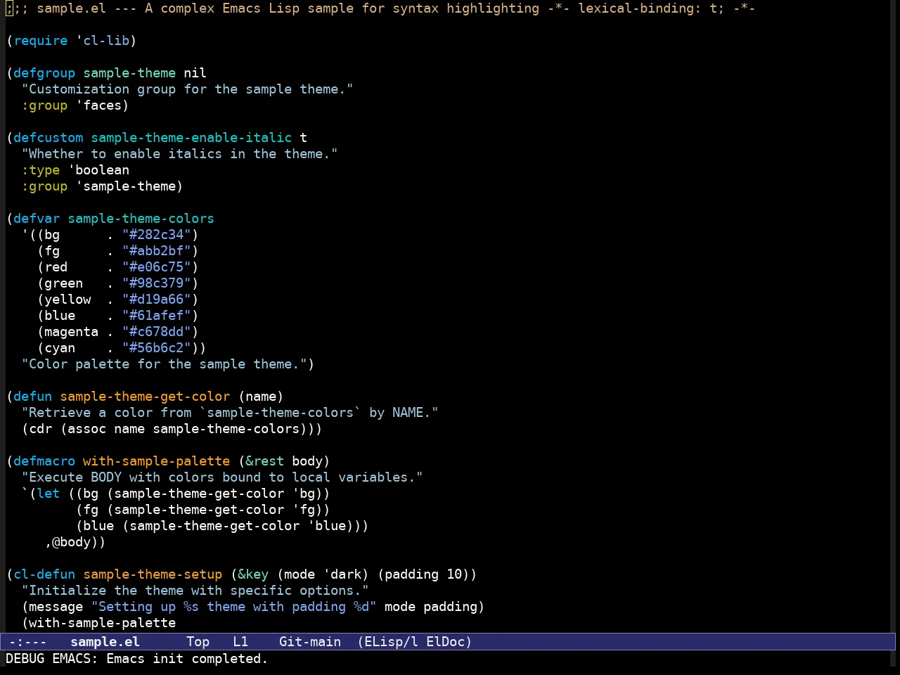 Modus Vivendi Deuteranopia Theme in emacs-lisp-mode