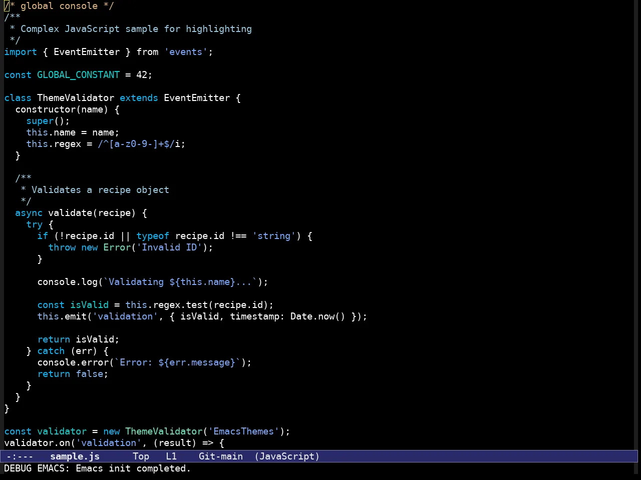Modus Vivendi Deuteranopia Theme in javascript-mode