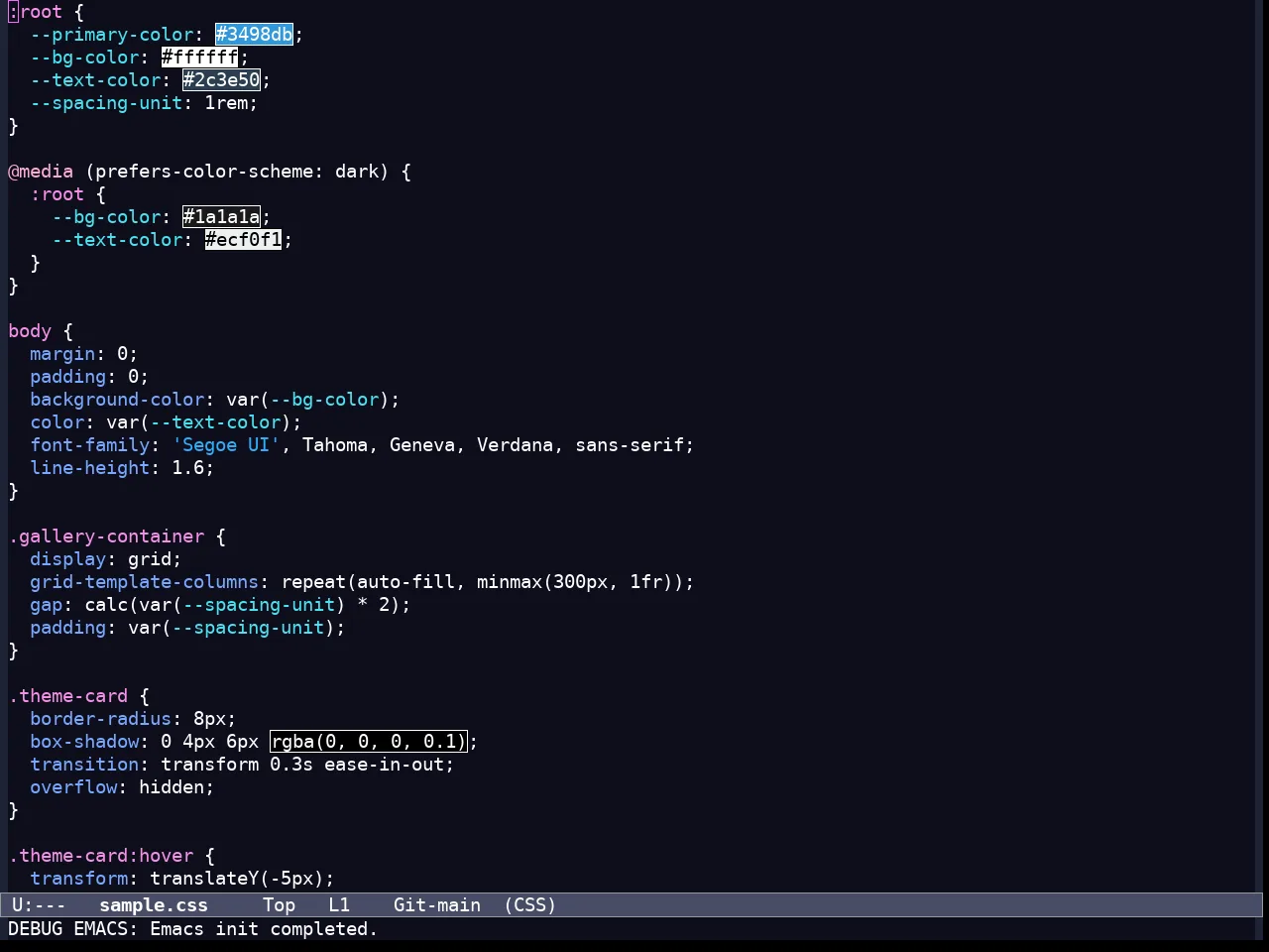Modus Vivendi Tinted Theme in css-mode