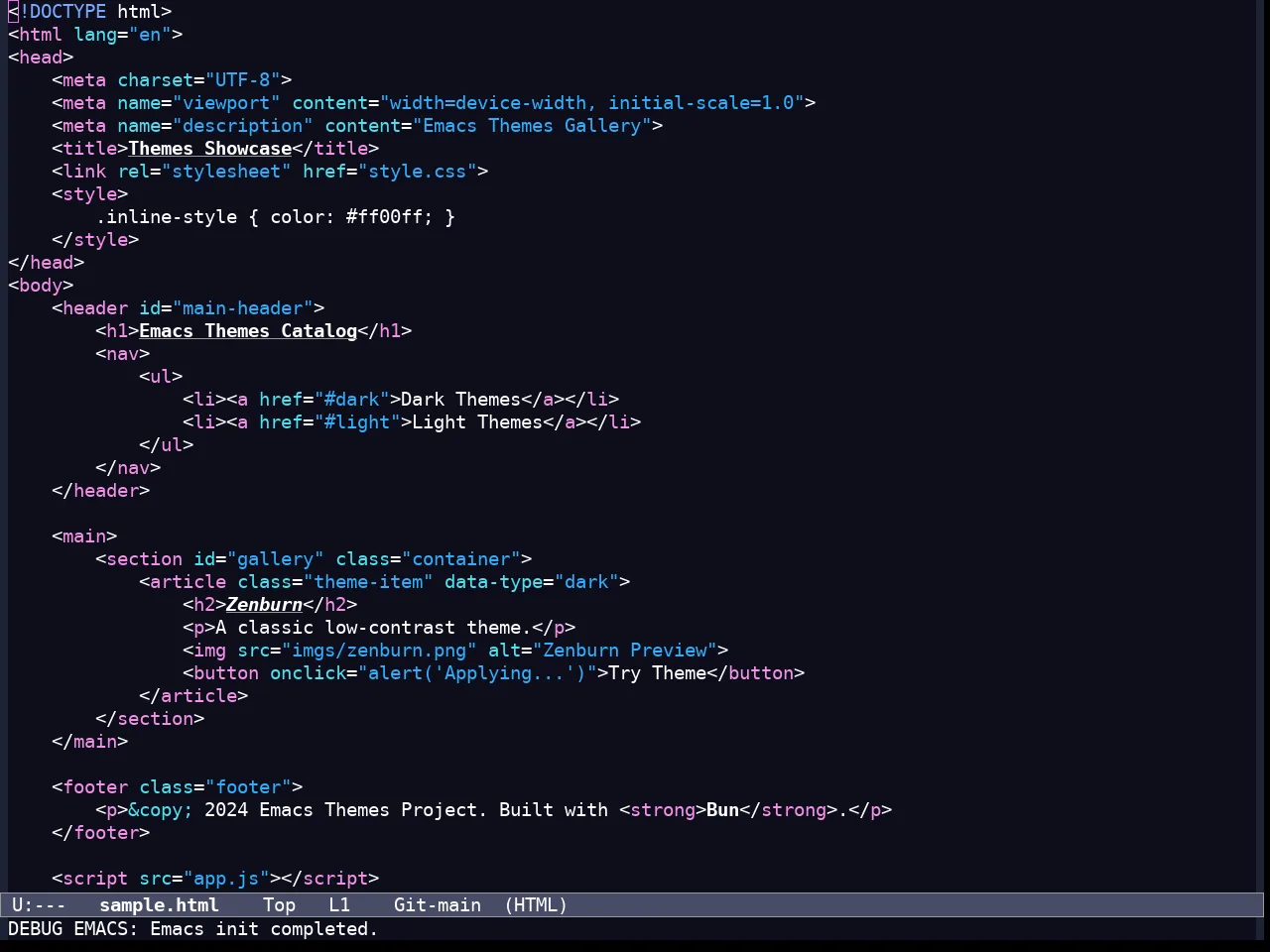 Modus Vivendi Tinted Theme in html-mode