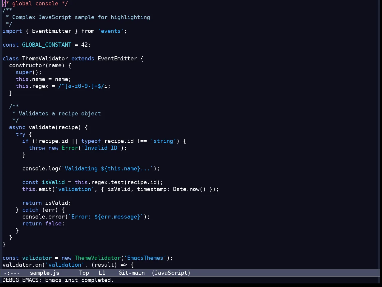Modus Vivendi Tinted Theme in javascript-mode