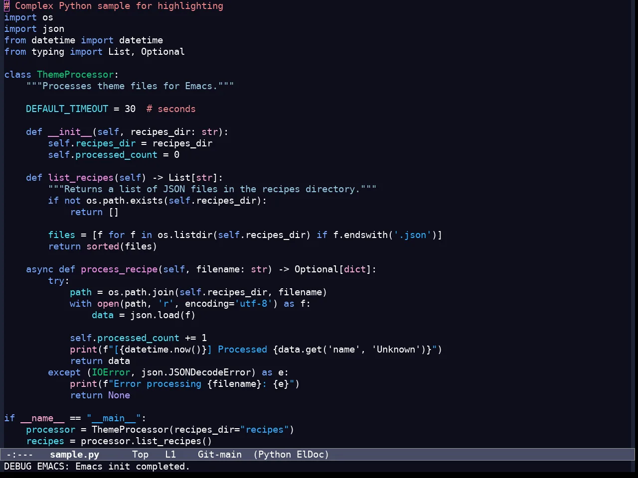 Modus Vivendi Tinted Theme in python-mode