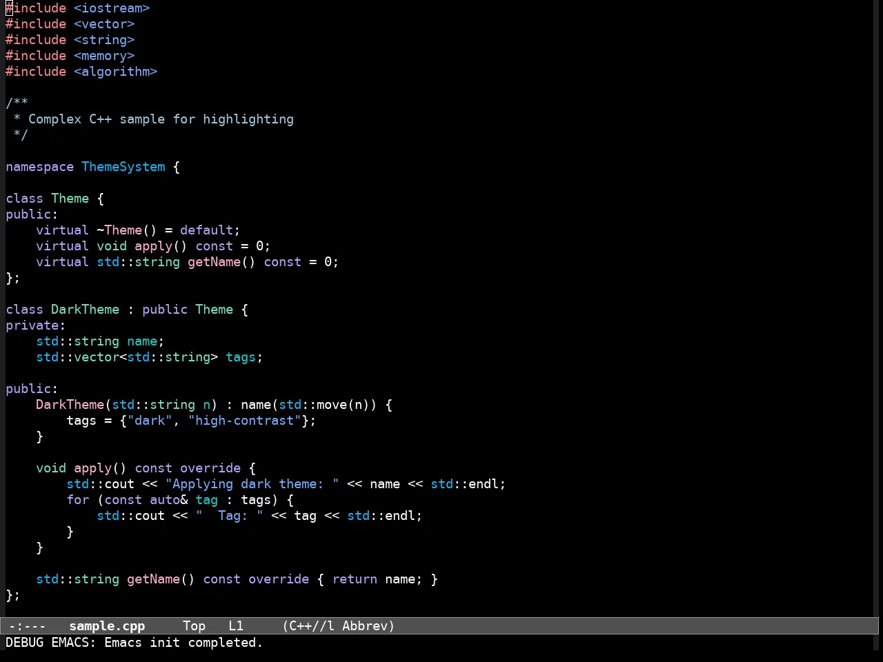 Modus Vivendi Theme in c++-mode