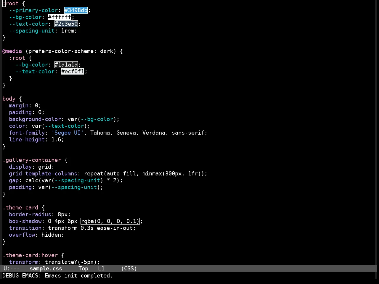 Modus Vivendi Theme in css-mode