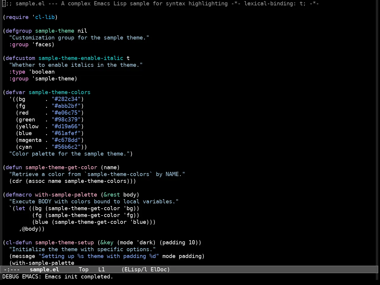 Modus Vivendi Theme in emacs-lisp-mode