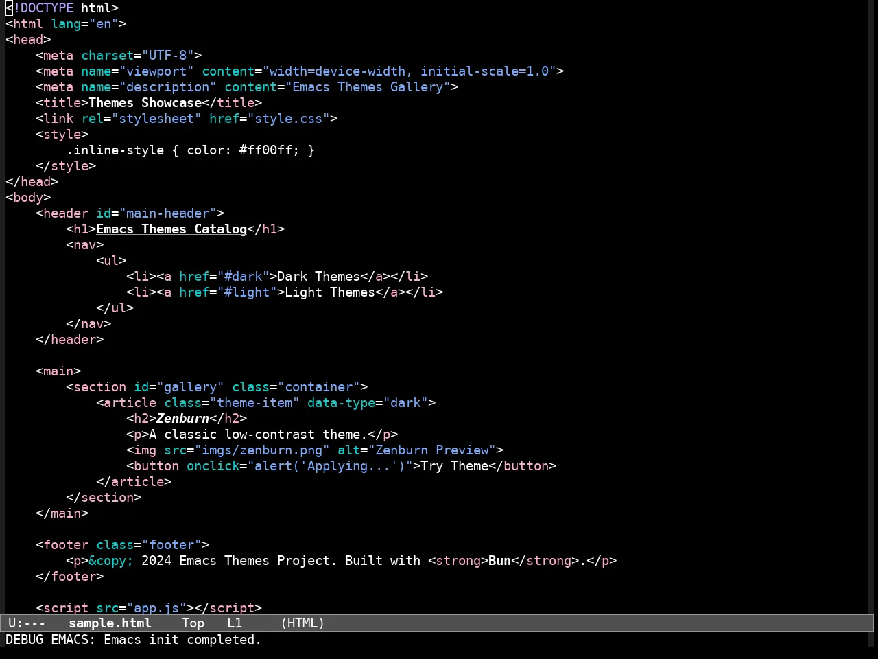 Modus Vivendi Theme in html-mode