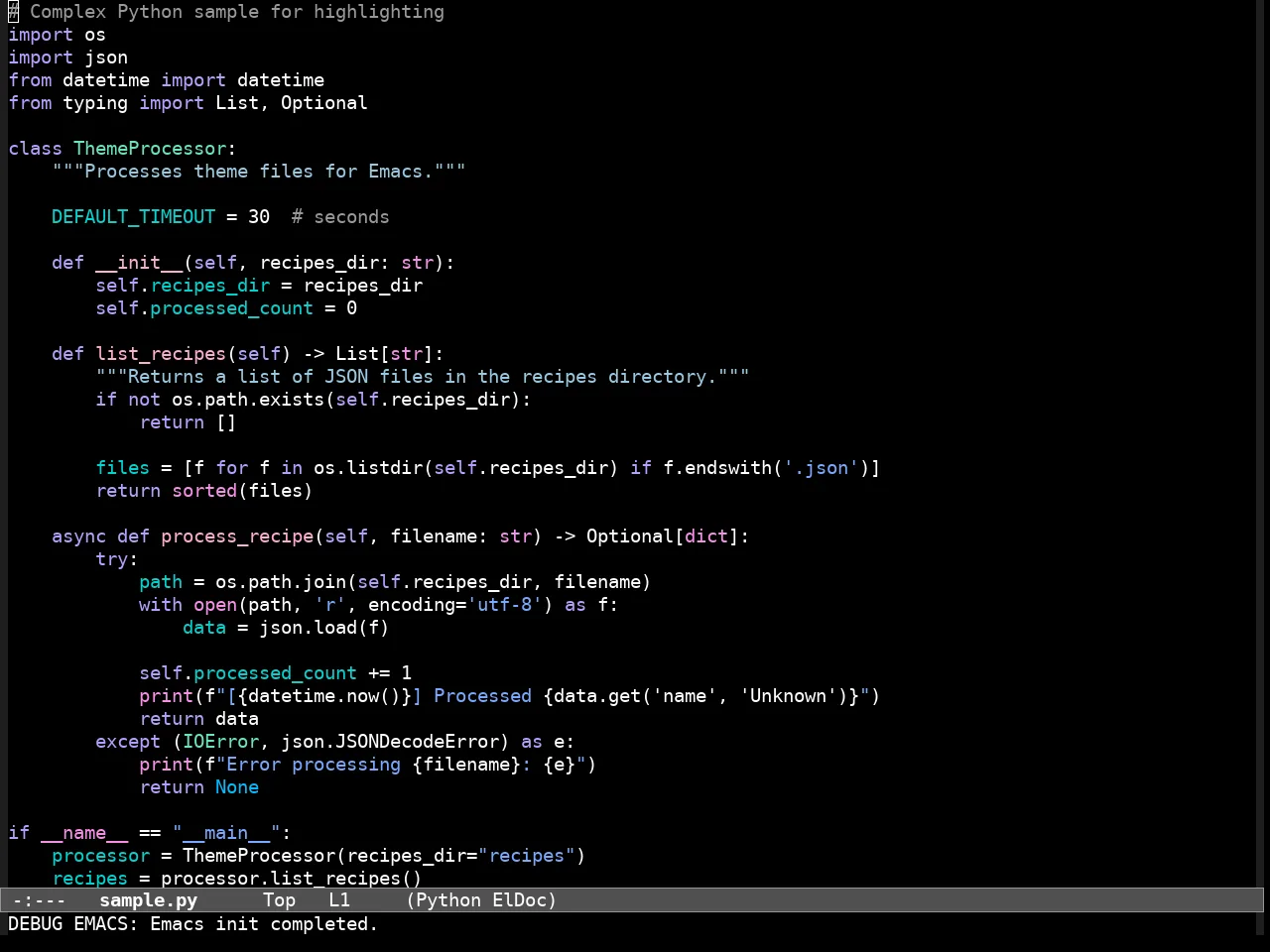 Modus Vivendi Theme in python-mode
