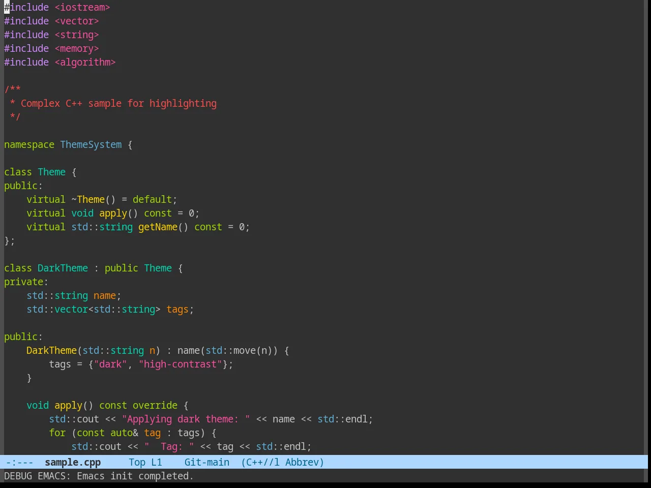 Moe Theme in c++-mode